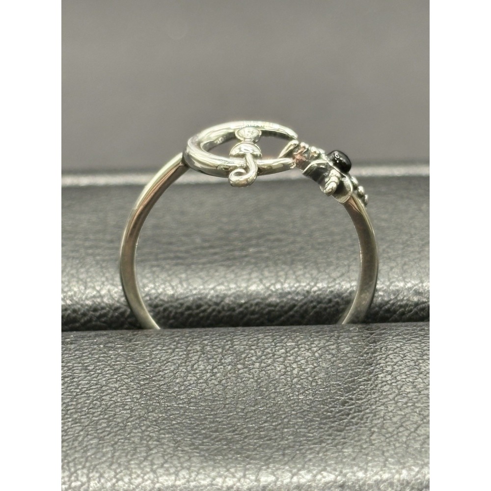 New Condition Sterling Silver Cat Onyx Moon Star Ring Size 7 J17 - Picture 3 of 12